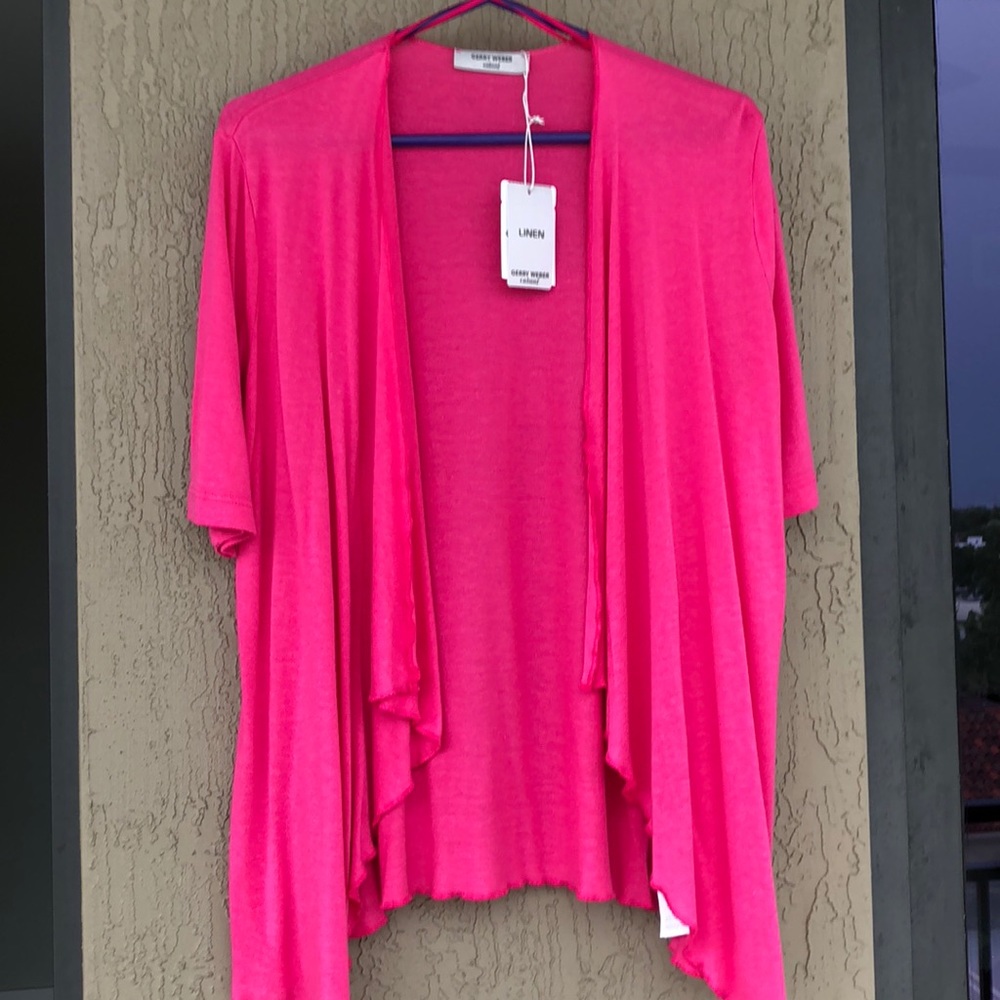 PINK SHORT SLEEVE DRAPED OPEN FRONT CARDIGAN